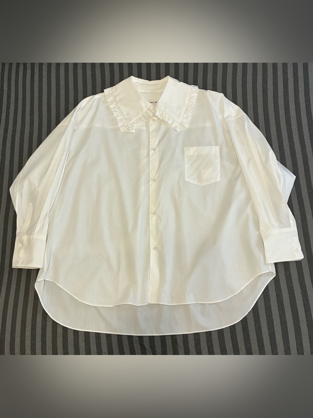 NWOT! Comme Des Garcons Girl Oversized Ruffled Collar Cotton Shirt in White